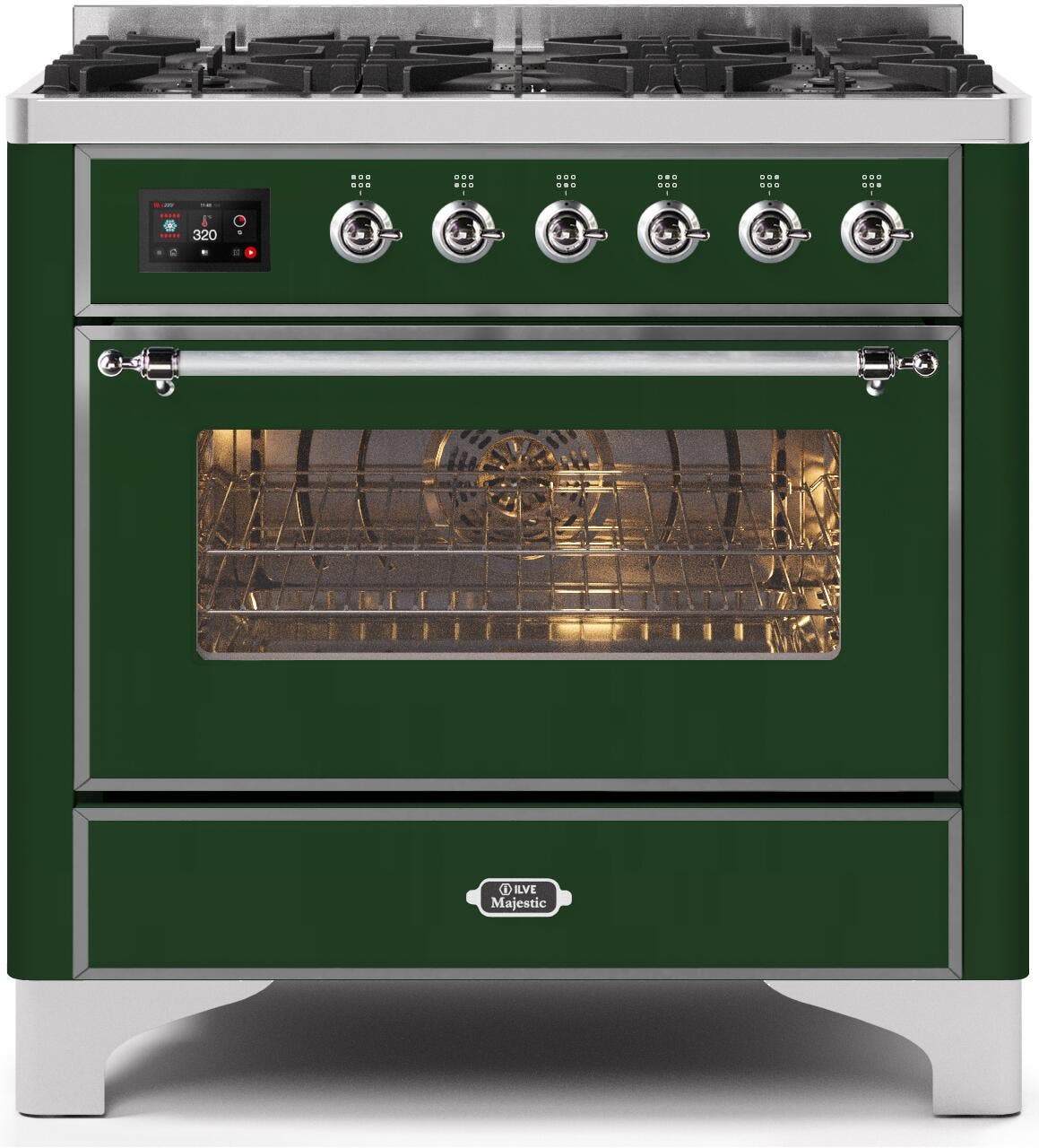 Ilve UM096DNS3EGC Natural Gas In Emerald Green W/ Chrome Trim