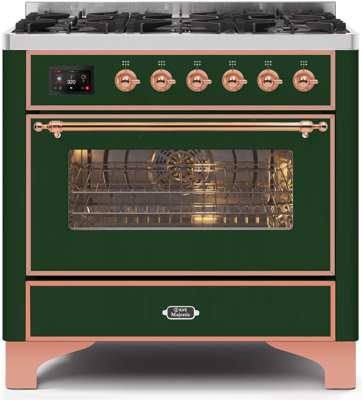 Ilve UM096DNS3EGP Natural Gas In Emerald Green W/ Copper Trim