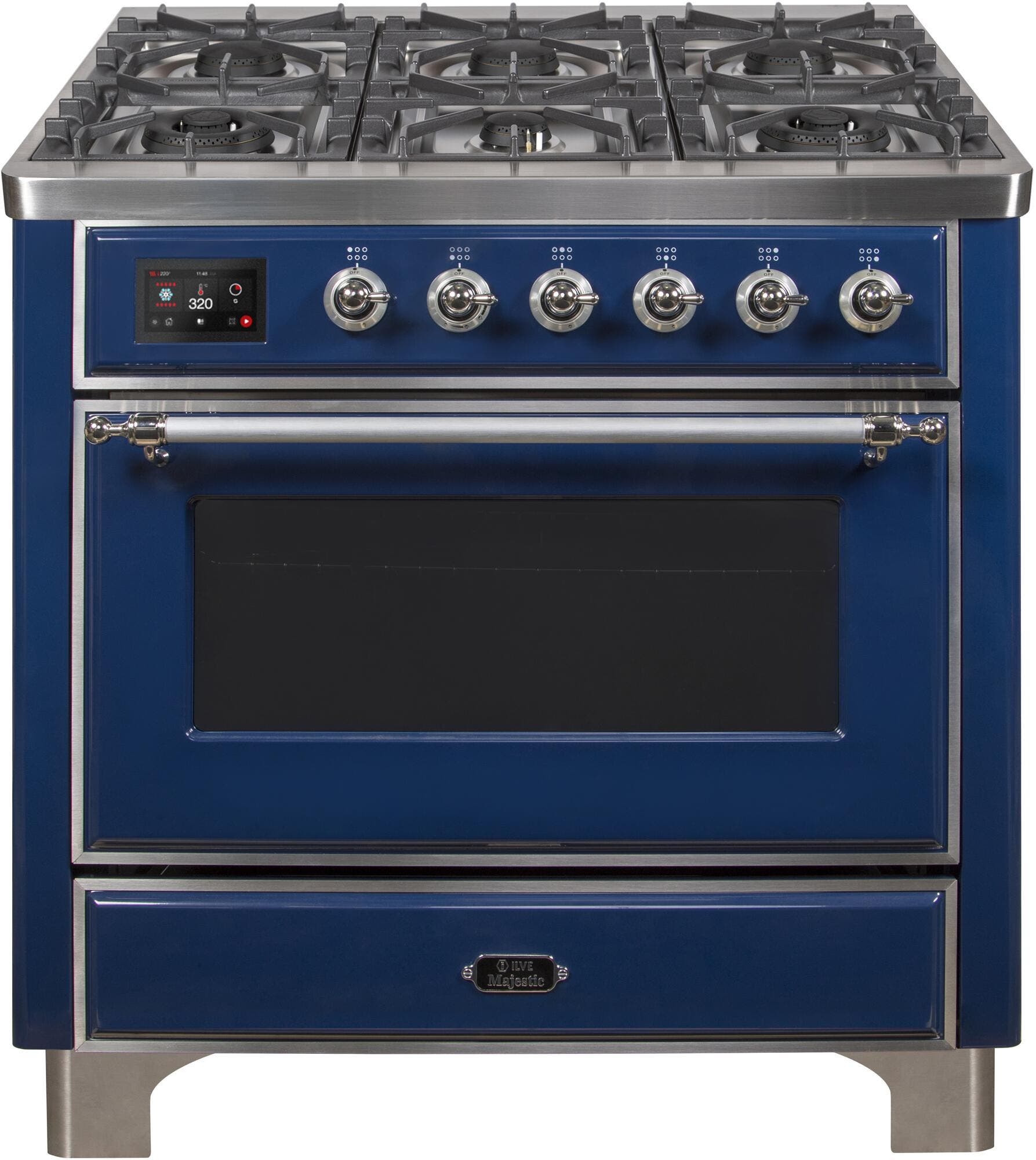 Ilve UM096DNS3MBCLP Liquid Propane In Midnight Blue W/ Chrome Trim