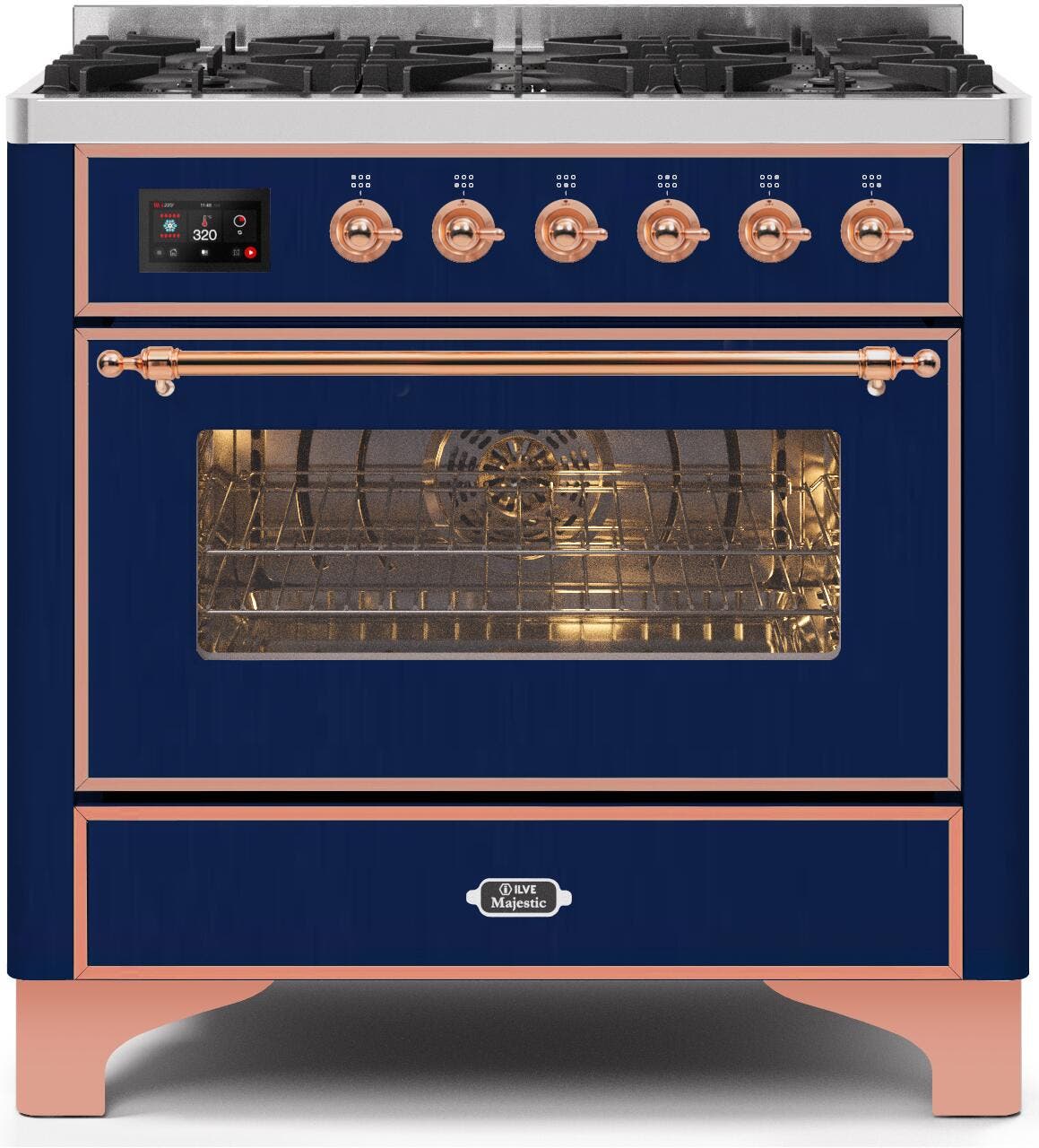 Ilve UM096DNS3MBP Natural Gas In Midnight Blue W/ Copper Trim