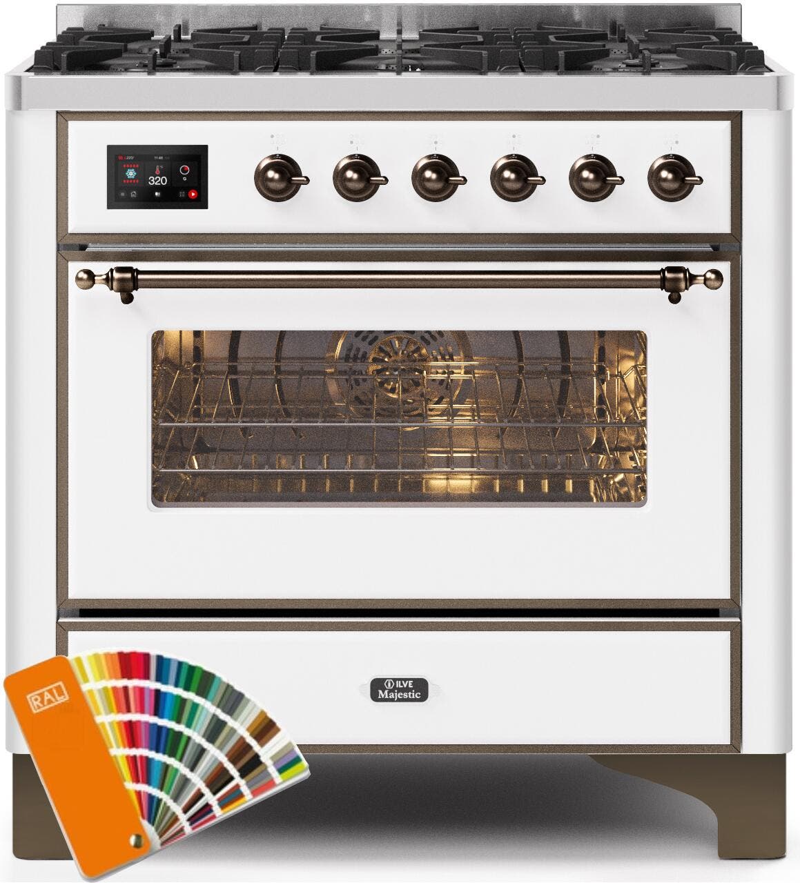Ilve UM096DNS3RALBLP Liquid Propane In Custom Ral Color W/ Bronze Trim