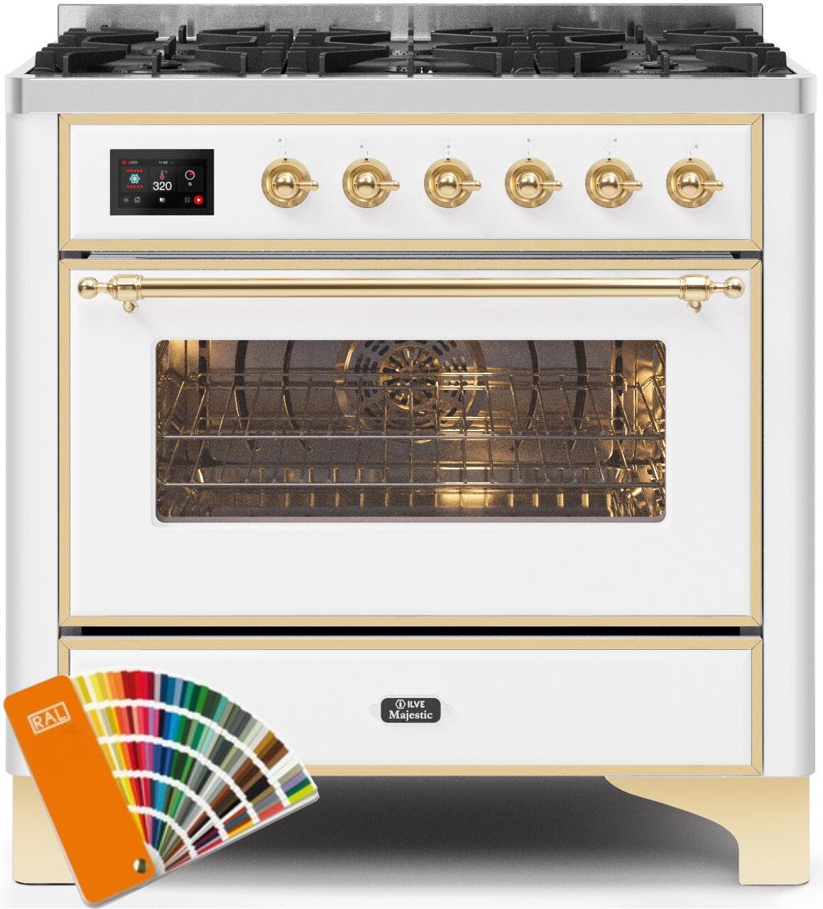 Ilve UM096DNS3RALGLP Liquid Propane In Custom Ral Color W/ Brass Trim