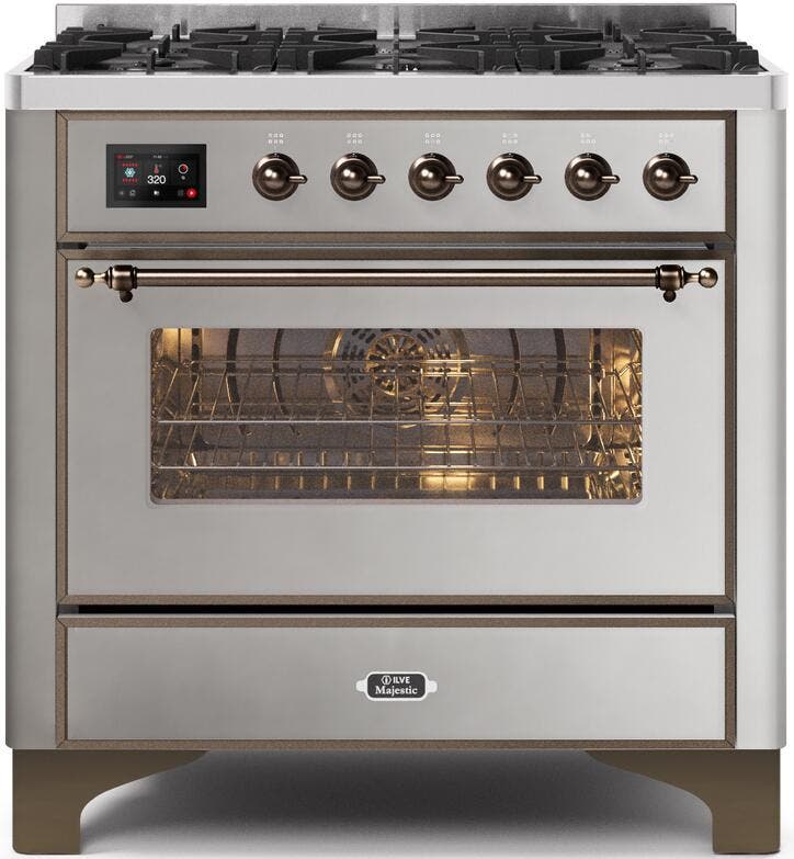 Ilve UM096DNS3SSBLP Liquid Propane In Stainless Steel W/ Bronze Trim