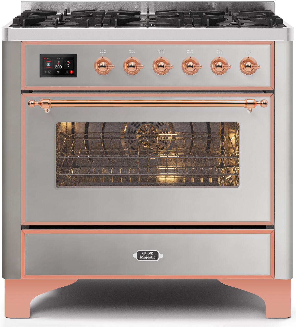 Ilve UM096DNS3SSP 36" Dual Fuel Freestanding Range w/ 6 Sealed Burne...