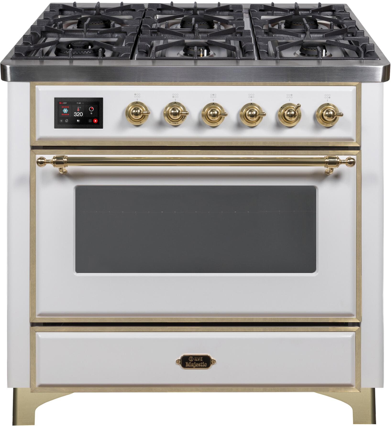 Ilve UM096DNS3WHG Natural Gas In White W/ Brass Trim