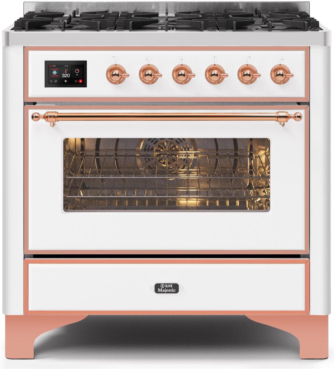 Ilve UM096DNS3WHP Natural Gas In White W/ Copper Trim