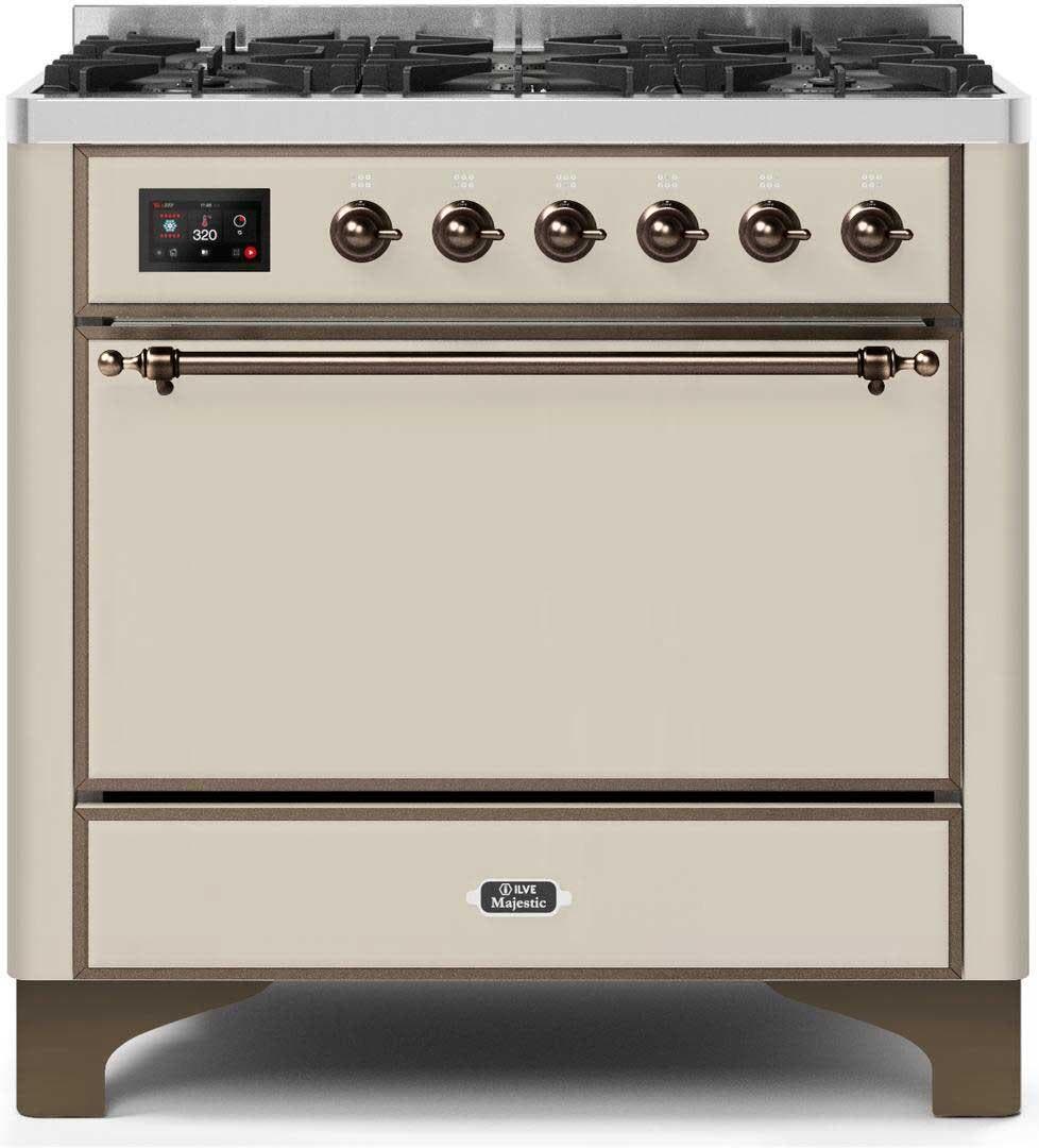 Ilve UM096DQNS3AWBLP Liquid Propane In Antique White W/ Bronze Trim