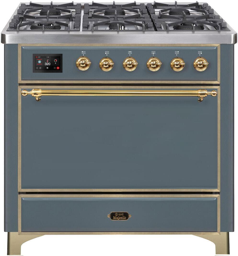 Ilve UM096DQNS3BGGLP Liquid Propane In Blue Grey W/ Brass Trim