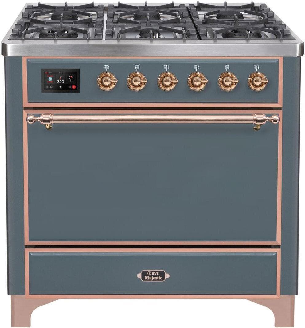 Ilve UM096DQNS3BGP Natural Gas In Blue Grey W/ Copper Trim