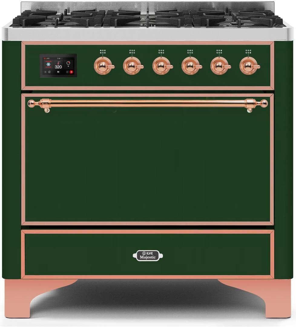 Ilve UM096DQNS3EGPLP Liquid Propane In Emerald Green W/ Copper Trim
