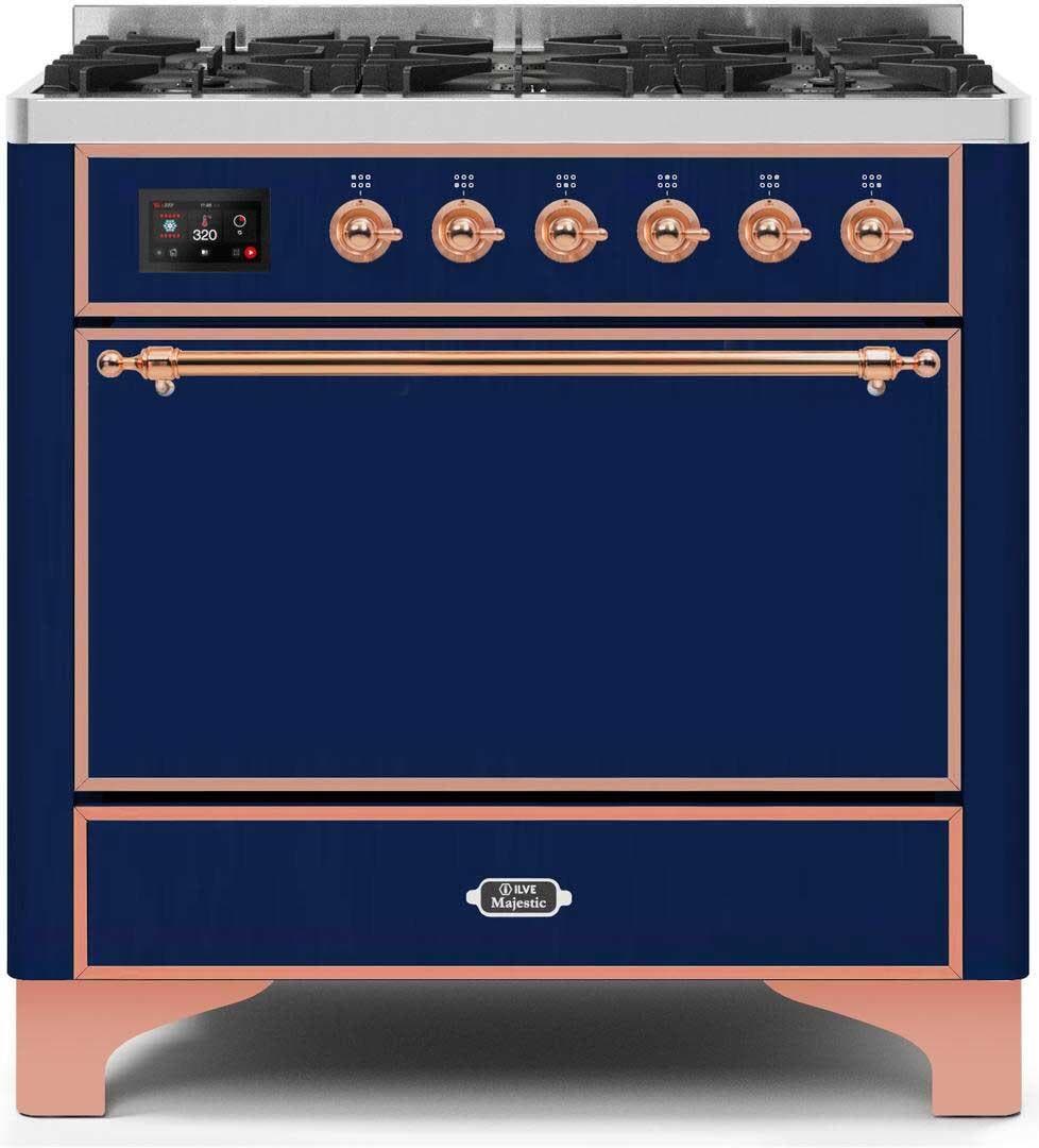 Ilve UM096DQNS3MBP Natural Gas In Midnight Blue W/ Copper Trim