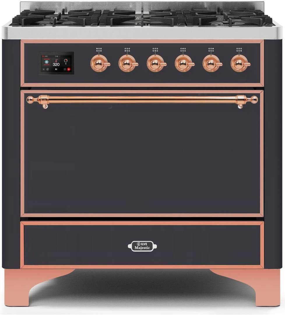 Ilve UM096DQNS3MGP Natural Gas In Matte Graphite W/ Copper Trim