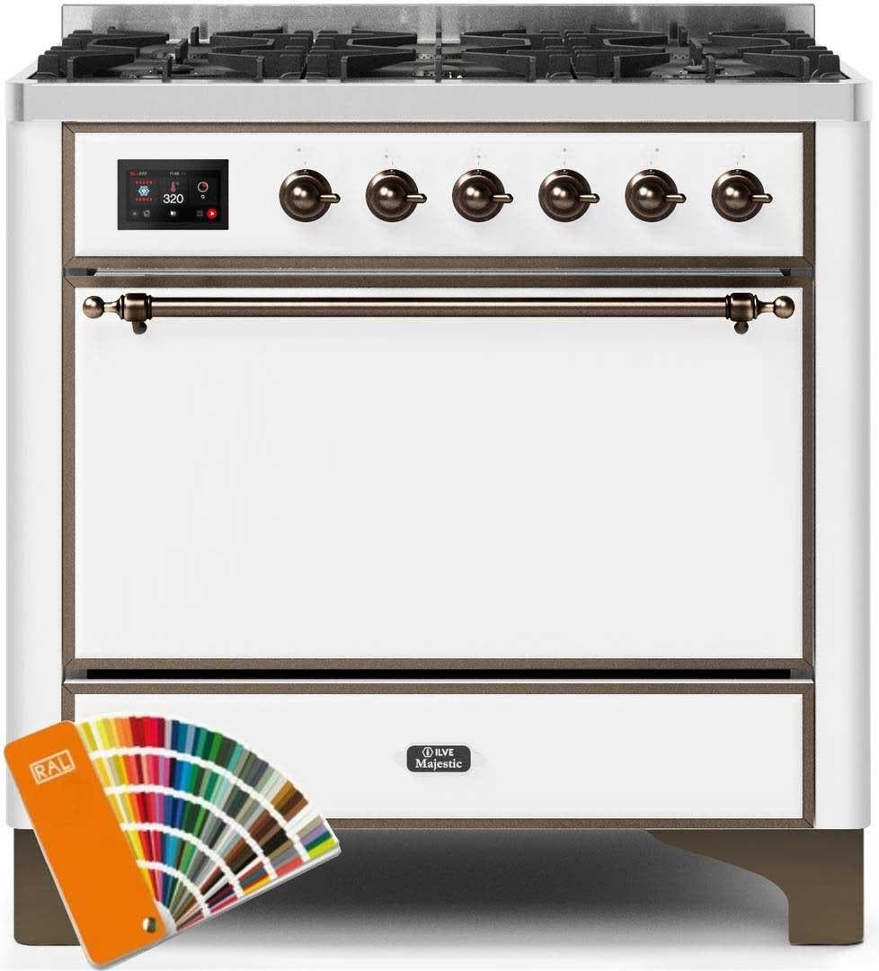 Ilve UM096DQNS3RALB Natural Gas In Custom Ral Color W/ Bronze Trim