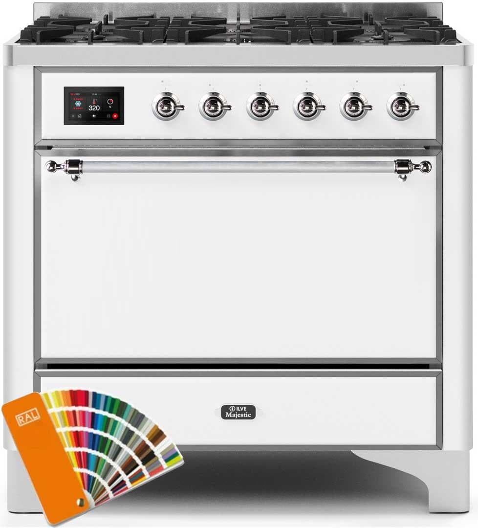 Ilve UM096DQNS3RALC Natural Gas In Custom Ral Color W/ Chrome Trim