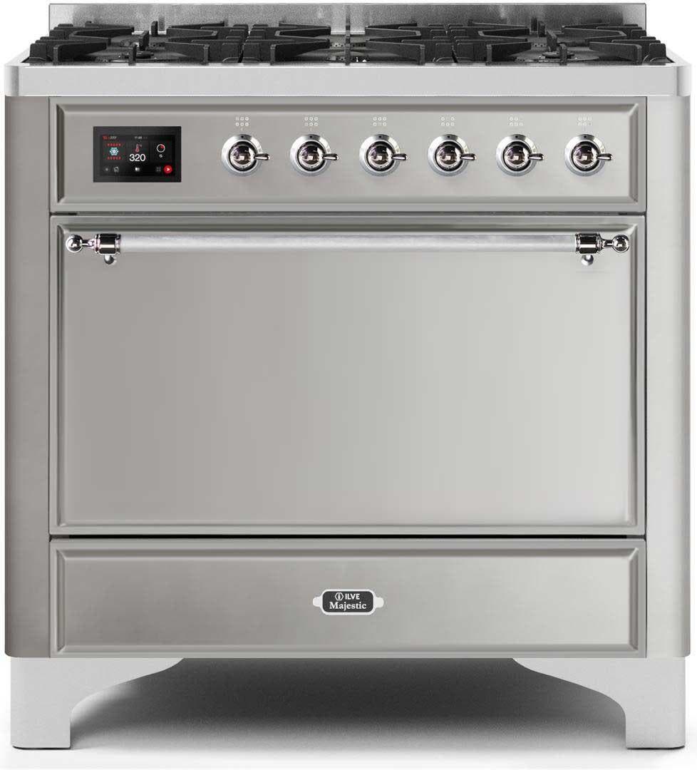 Ilve UM096DQNS3SSC Natural Gas In Stainless Steel W/ Chrome Trim