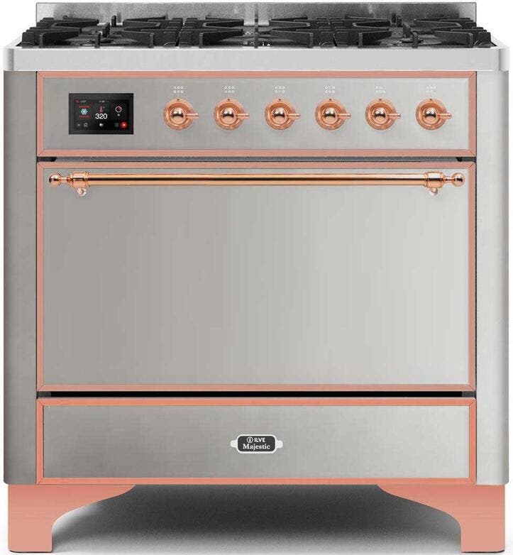 Ilve UM096DQNS3SSPLP Liquid Propane In Stainless Steel W/ Copper Trim