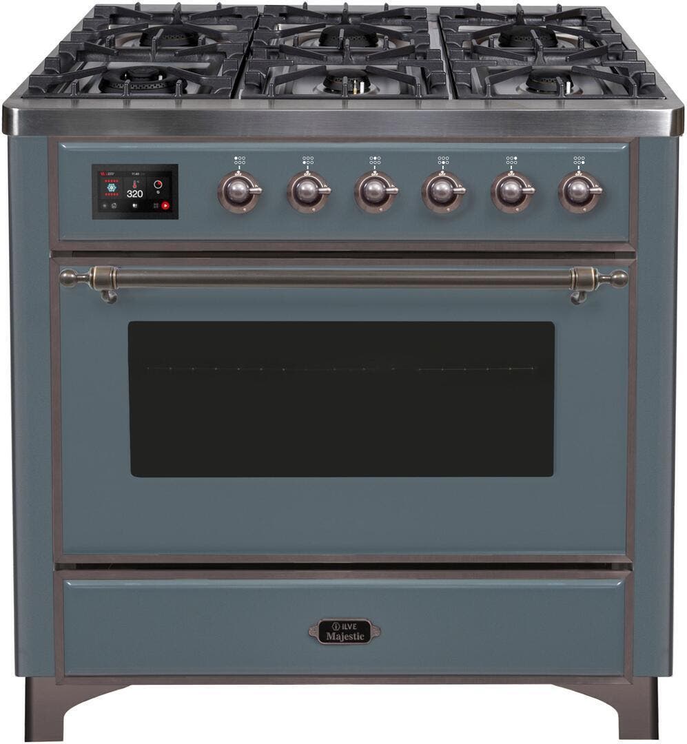 Ilve UM09FDNS3BGBLP Liquid Propane In Blue Grey W/ Bronze Trim
