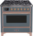 36 Inch Freestanding Dual Fuel Gas Range with 6 Sealed Burners, 3.5 Cu. Ft. Capacity, Storage-Warming Drawer, Continuous Grates, Self-Clean, Griddle, and Nano-Tech Non-Stick Coated Burners