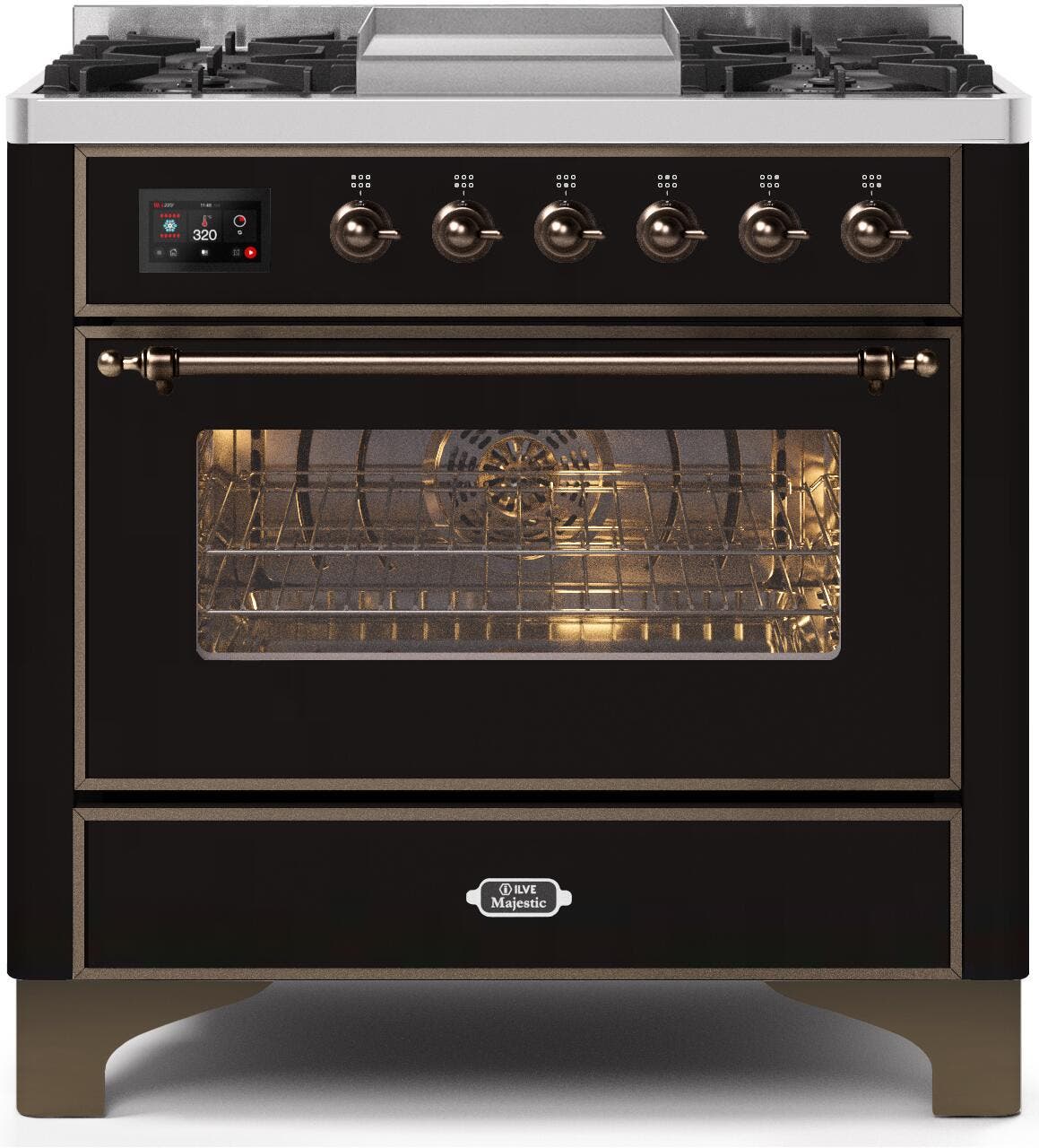 Ilve UM09FDNS3BKB Natural Gas In Glossy Black W/ Bronze Trim