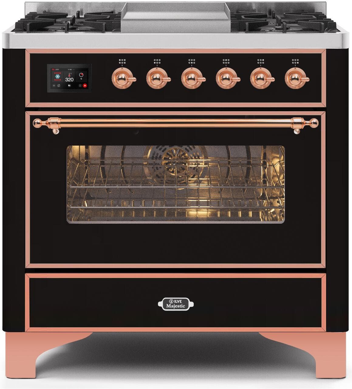 Ilve UM09FDNS3BKPLP Liquid Propane In Glossy Black W/ Copper Trim