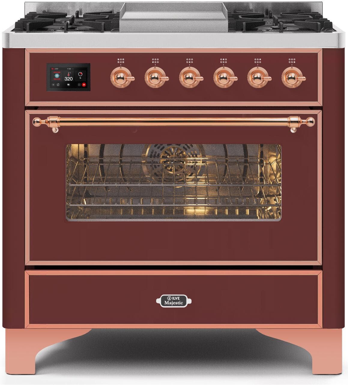 Ilve UM09FDNS3BUP Natural Gas In Burgundy W/ Copper Trim