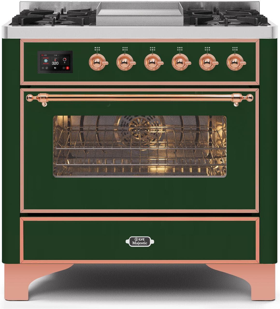 Ilve UM09FDNS3EGPLP Liquid Propane In Emerald Green W/ Copper Trim