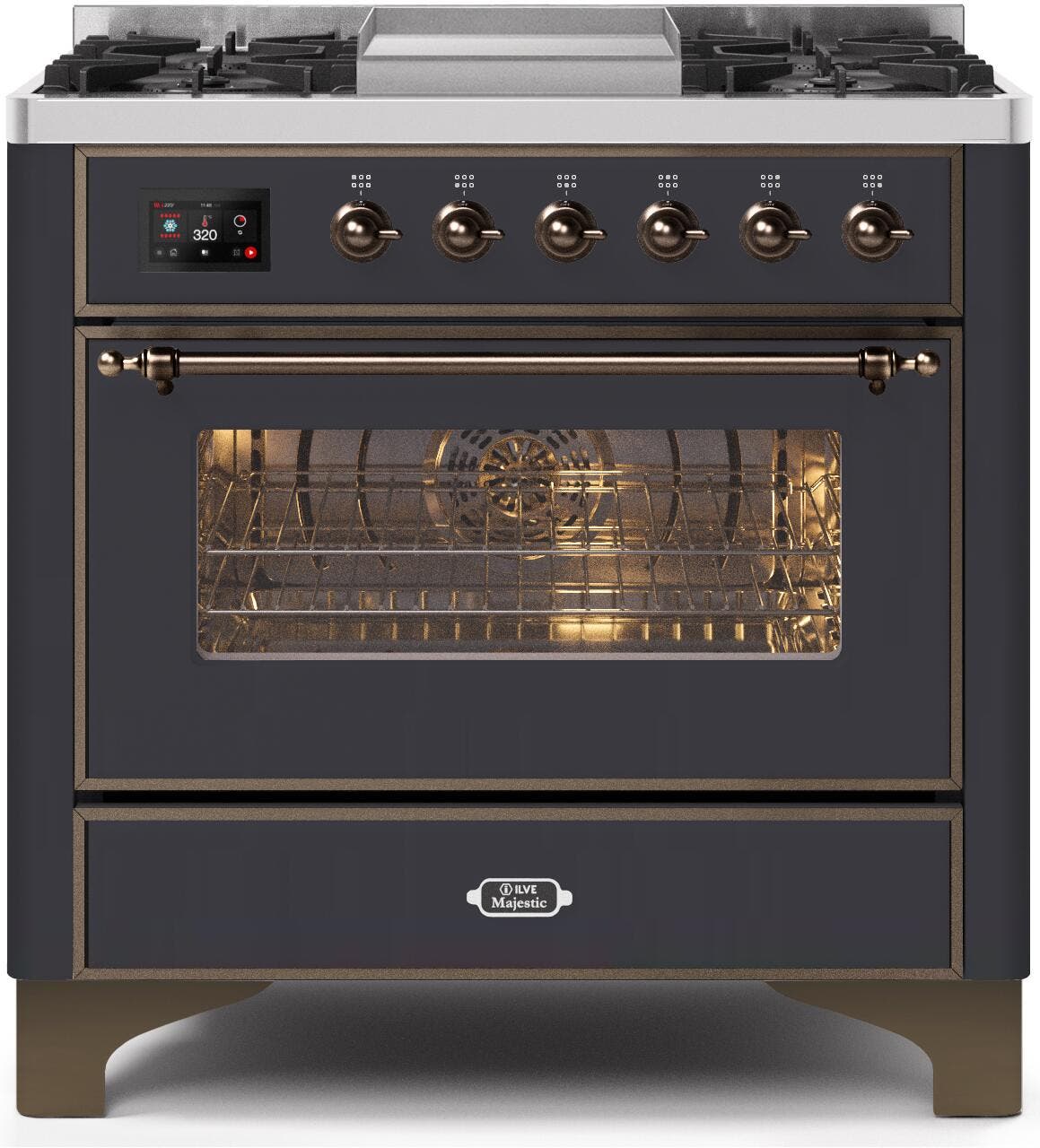 Ilve UM09FDNS3MGB Natural Gas In Matte Graphite W/ Bronze Trim
