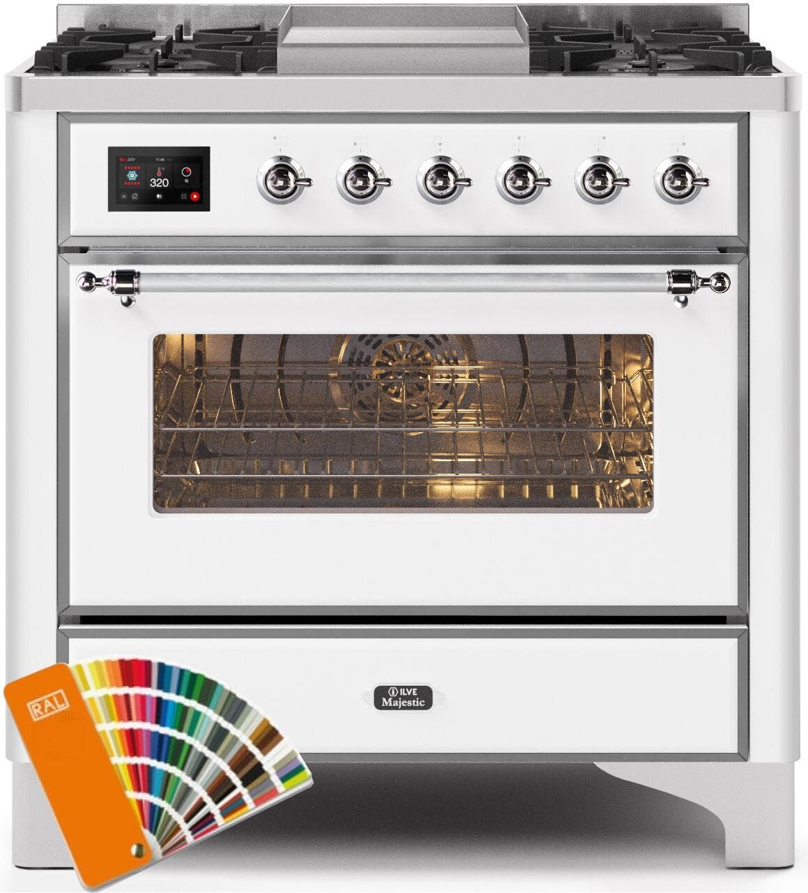 Ilve UM09FDNS3RALC Natural Gas In Custom Ral Color W/ Chrome Trim