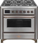 36 Inch Freestanding Dual Fuel Gas Range with 6 Sealed Burners, 3.5 Cu. Ft. Capacity, Storage-Warming Drawer, Continuous Grates, Self-Clean, Griddle, and Nano-Tech Non-Stick Coated Burners