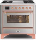 36 Inch Freestanding Dual Fuel Gas Range with 6 Sealed Burners, 3.5 Cu. Ft. Capacity, Storage-Warming Drawer, Continuous Grates, Self-Clean, Griddle, and Nano-Tech Non-Stick Coated Burners