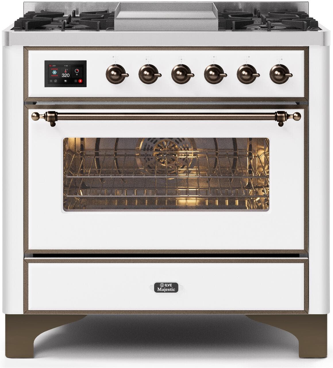 Ilve UM09FDNS3WHBLP Liquid Propane In White W/ Bronze Trim