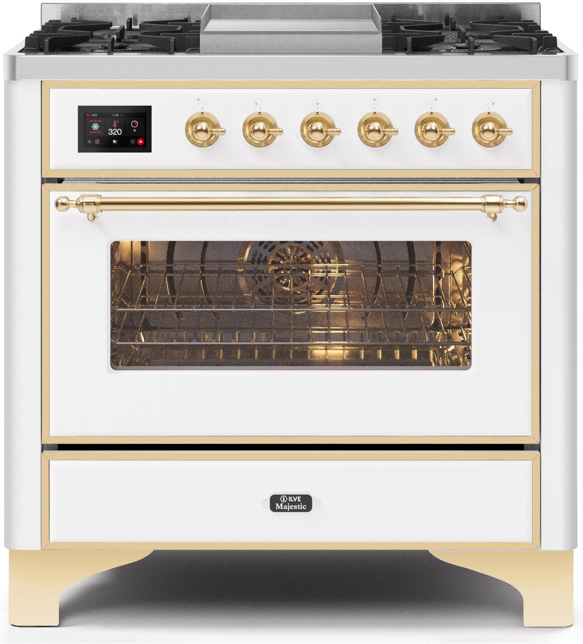 Ilve UM09FDNS3WHGLP Liquid Propane In White W/ Brass Trim