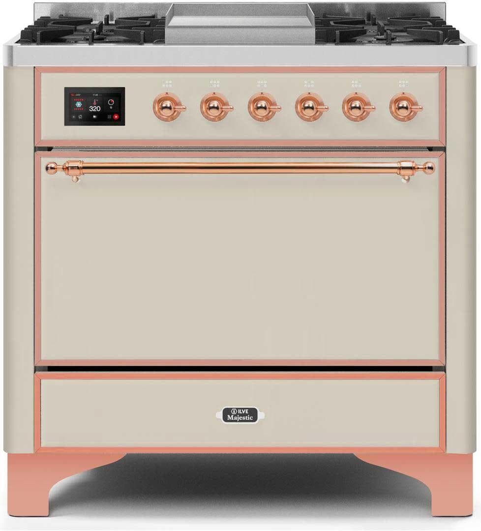 Ilve UM09FDQNS3AWP Natural Gas In Antique White W/ Copper Trim