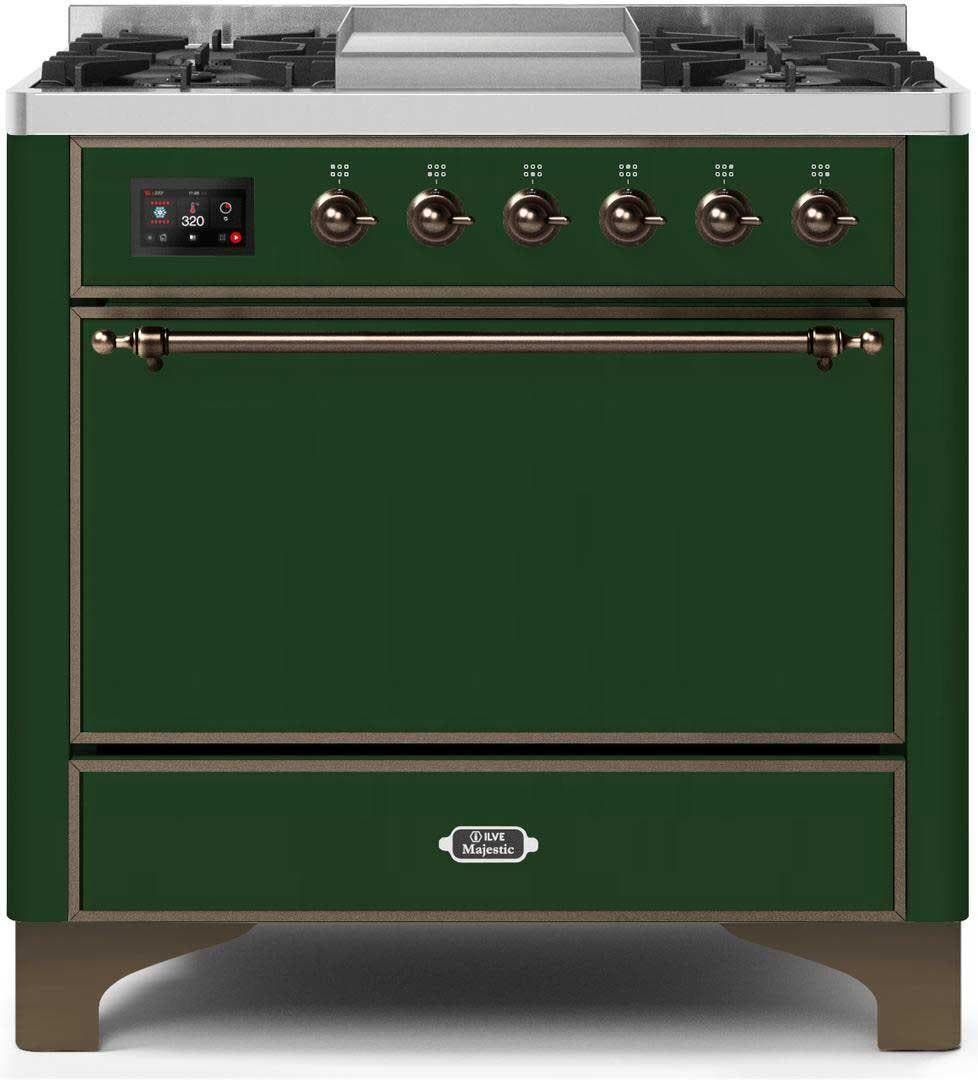 Ilve UM09FDQNS3EGB Natural Gas In Emerald Green W/ Bronze Trim