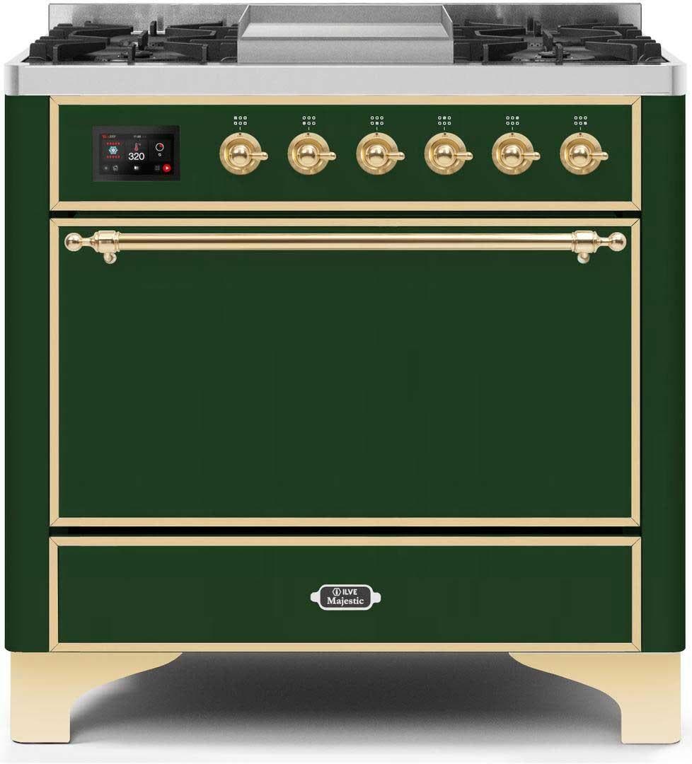 Ilve UM09FDQNS3EGGLP Liquid Propane In Emerald Green W/ Brass Trim