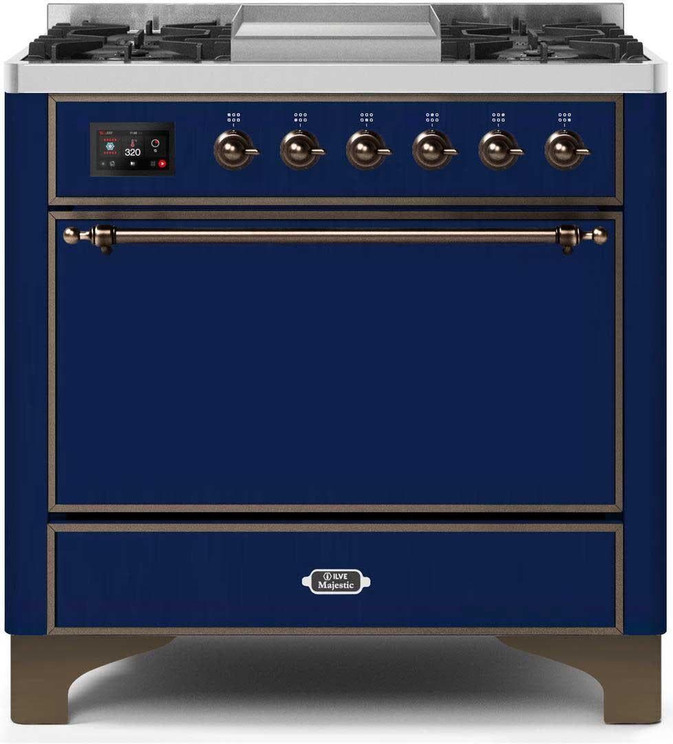 Ilve UM09FDQNS3MBBLP Liquid Propane In Midnight Blue W/ Bronze Trim
