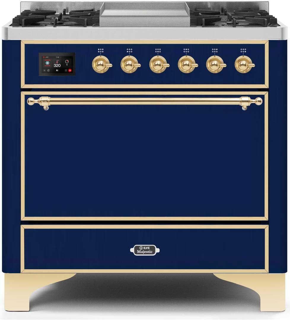 Ilve UM09FDQNS3MBG Natural Gas In Midnight Blue W/ Brass Trim