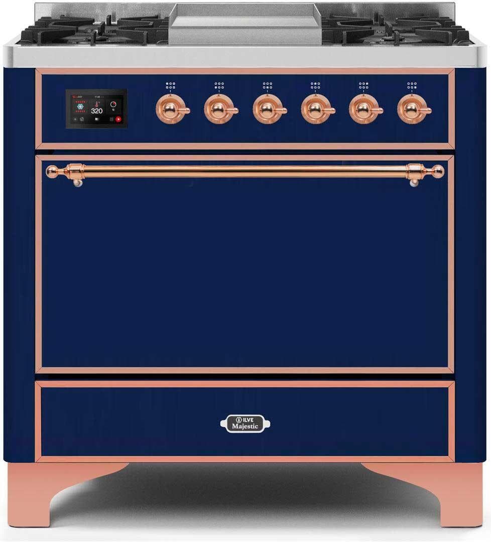 Ilve UM09FDQNS3MBP Natural Gas In Midnight Blue W/ Copper Trim