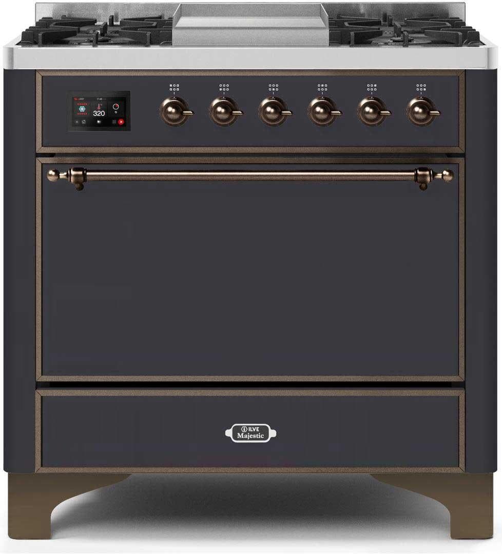 Ilve UM09FDQNS3MGB Natural Gas In Matte Graphite W/ Bronze Trim
