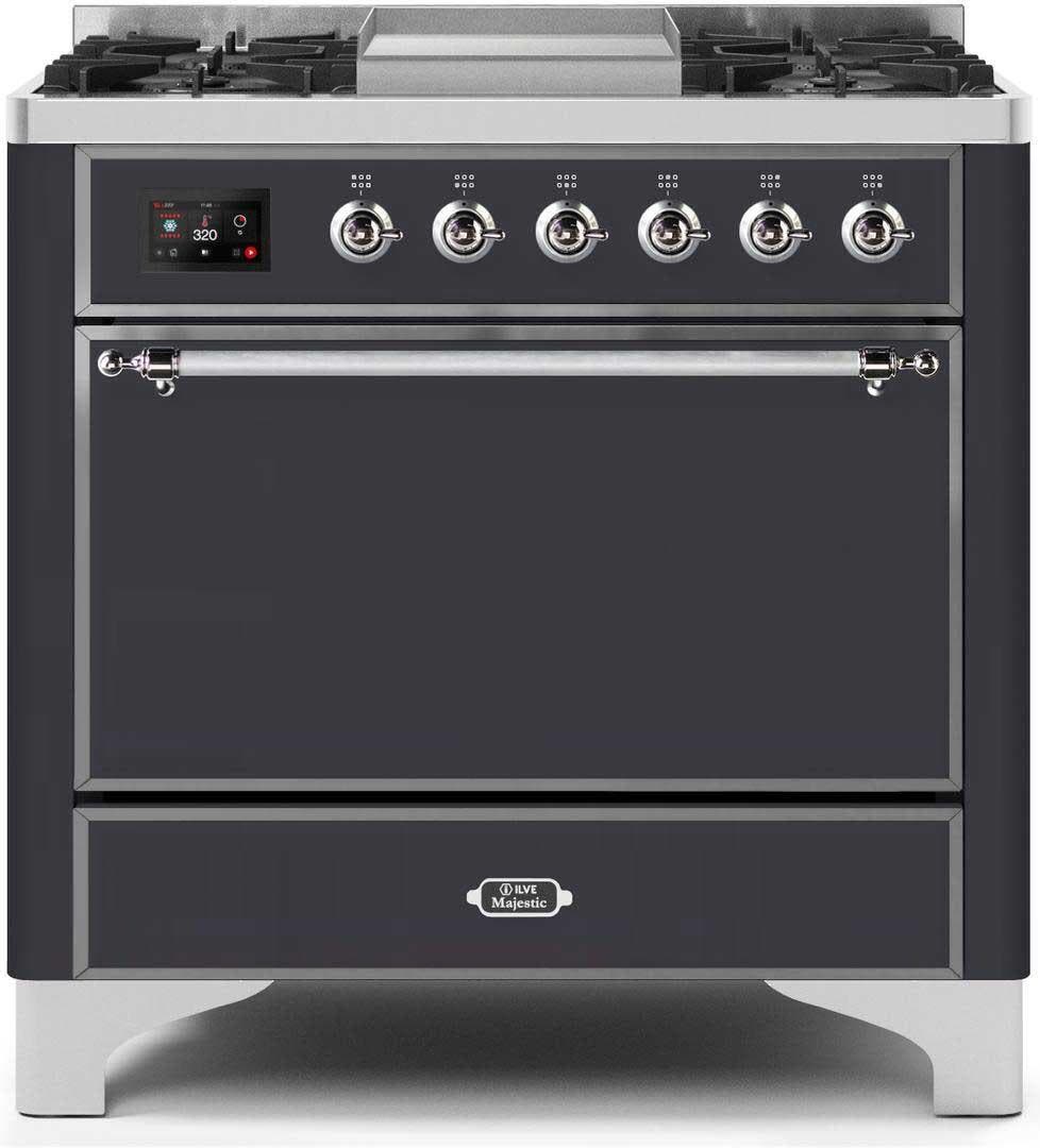 Ilve UM09FDQNS3MGC Natural Gas In Matte Graphite W/ Chrome Trim
