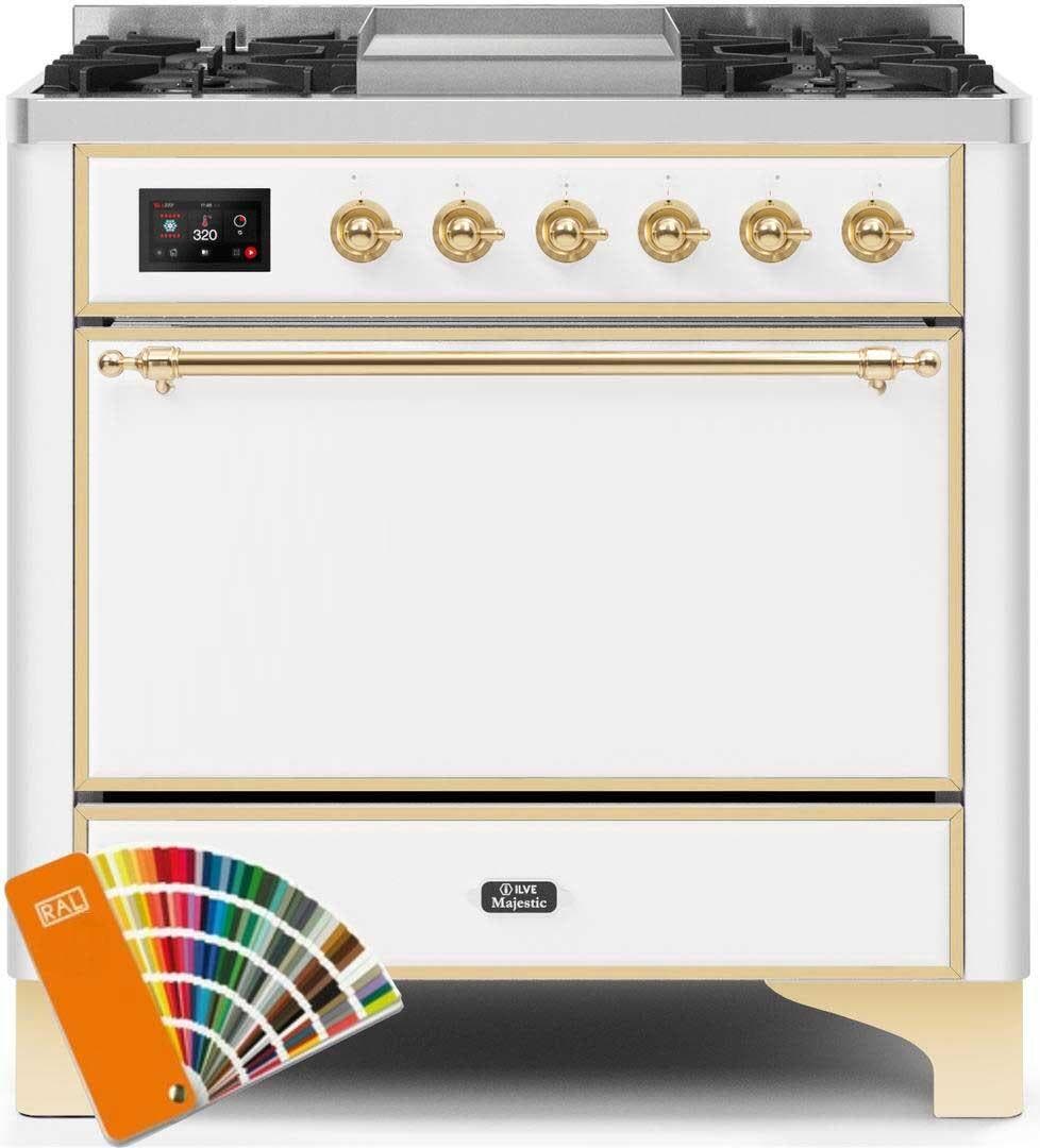 Ilve UM09FDQNS3RALG Natural Gas In Custom Ral Color W/ Brass Trim
