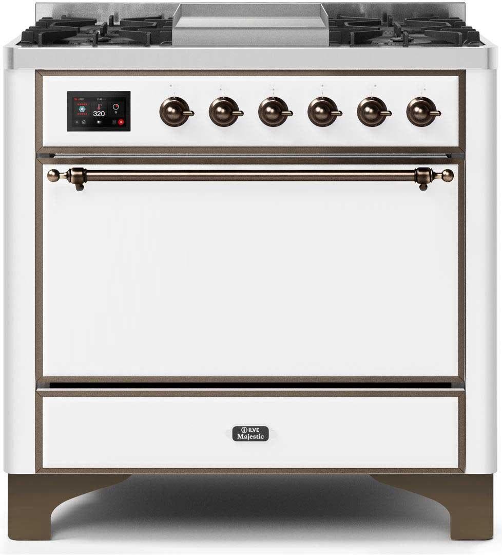 Ilve UM09FDQNS3WHBLP Liquid Propane In White W/ Bronze Trim