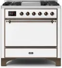36 Inch Freestanding Dual Fuel Gas Range with 6 Sealed Burners, 3.5 Cu. Ft. Capacity, Storage-Warming Drawer, Continuous Grates, Self-Clean, Griddle, and Nano-Tech Non-Stick Coated Burners