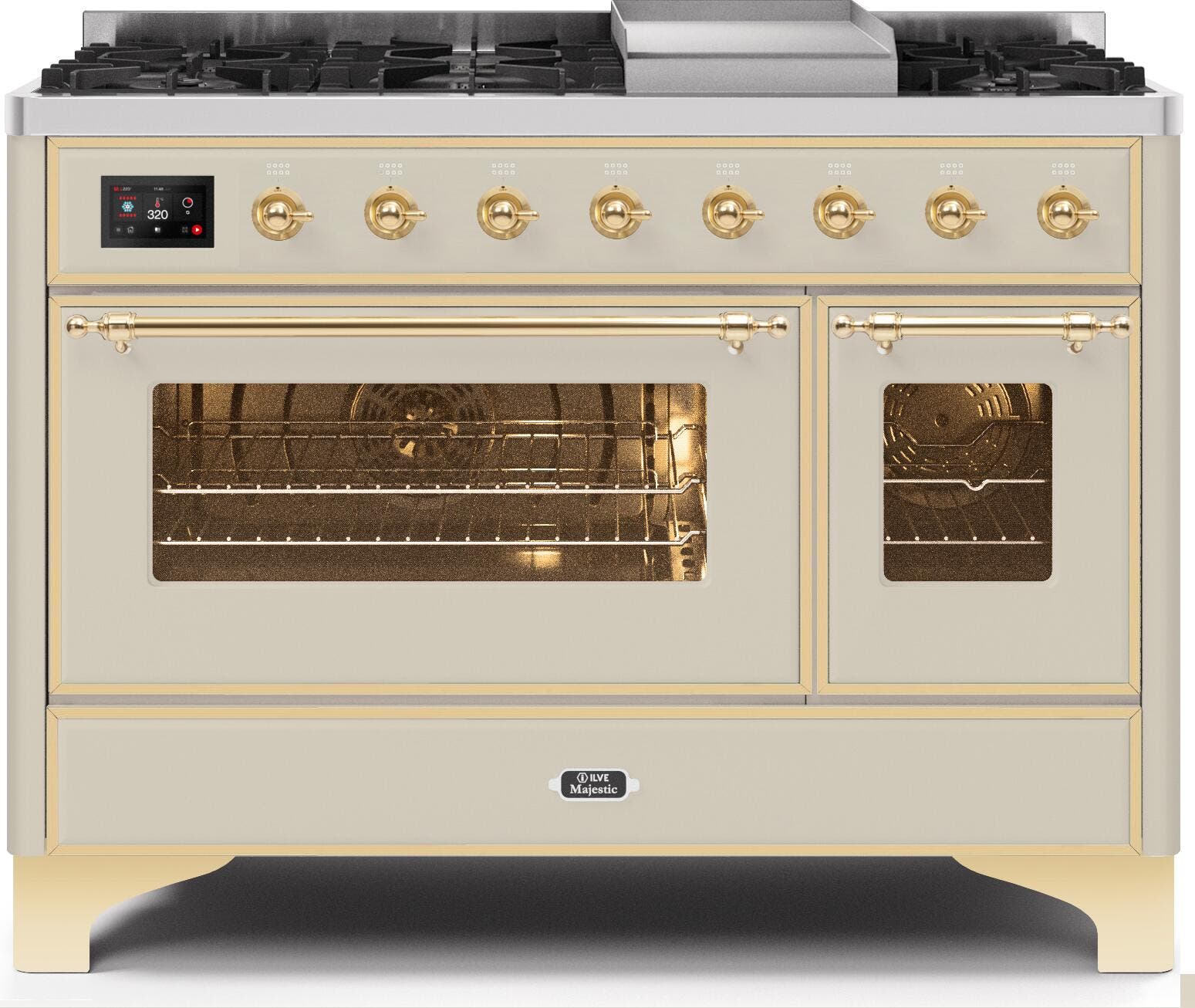 Ilve UM12FDNS3AWGLP Liquid Propane In Antique White W/ Brass Trim