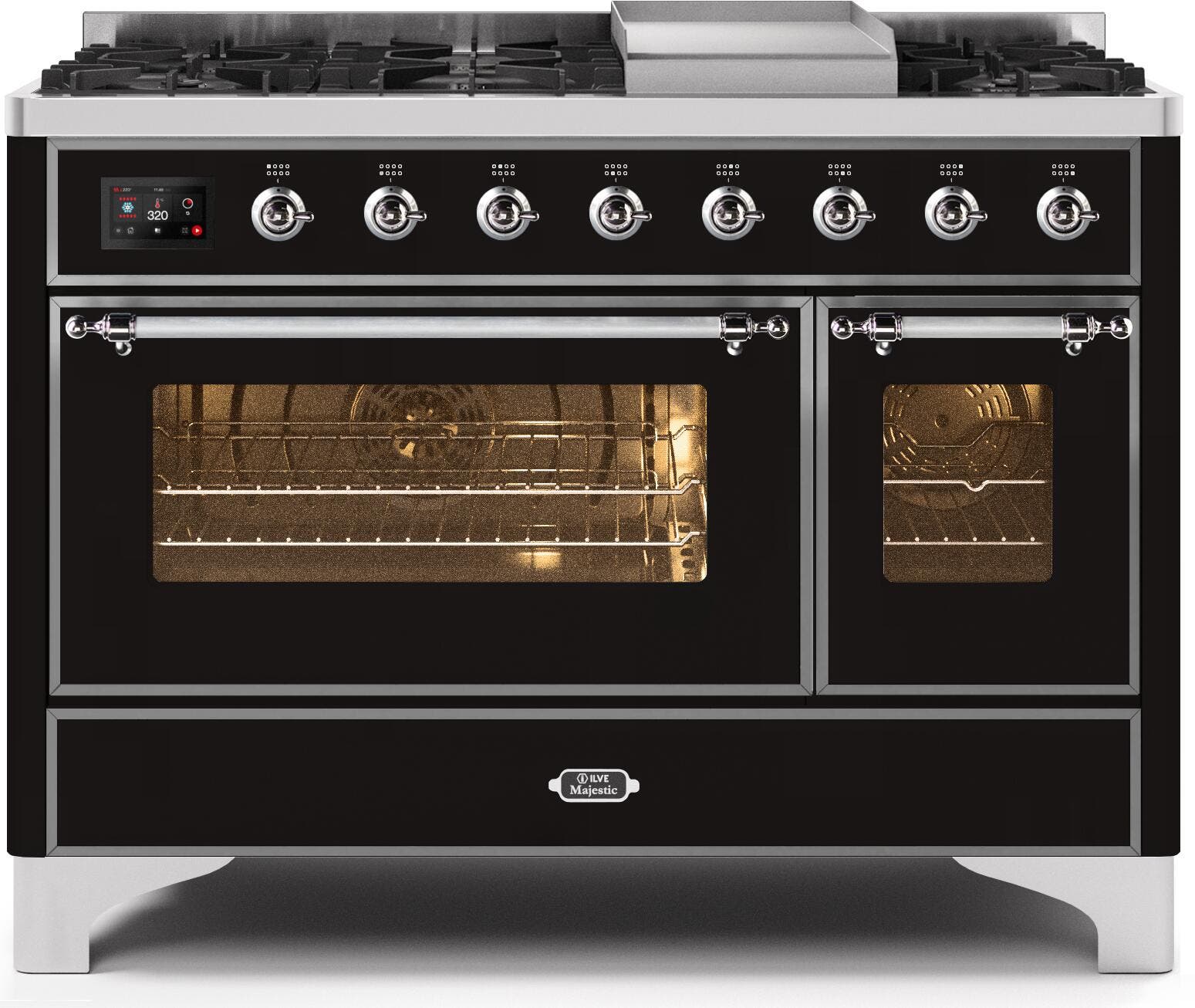 Ilve UM12FDNS3BKC Natural Gas In Glossy Black W/ Chrome Trim