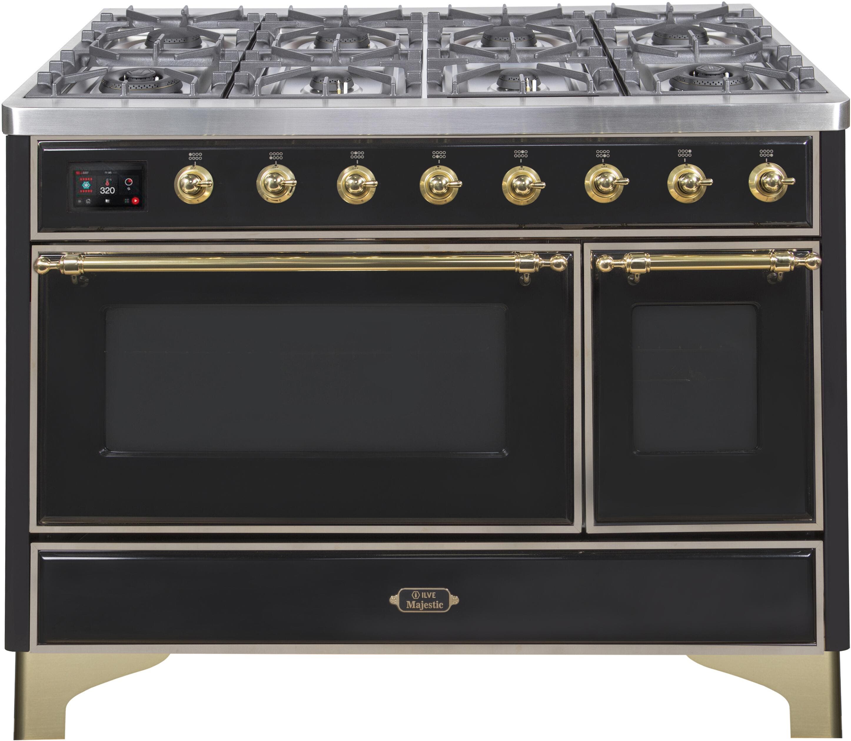 Ilve UM12FDNS3BKG Natural Gas In Glossy Black W/ Brass Trim