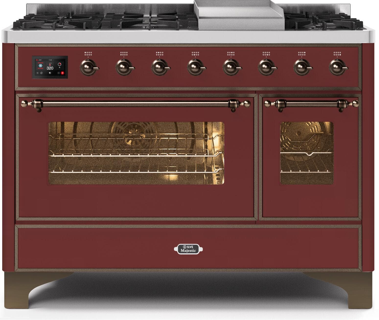 Ilve UM12FDNS3BUB Natural Gas In Burgundy W/ Bronze Trim