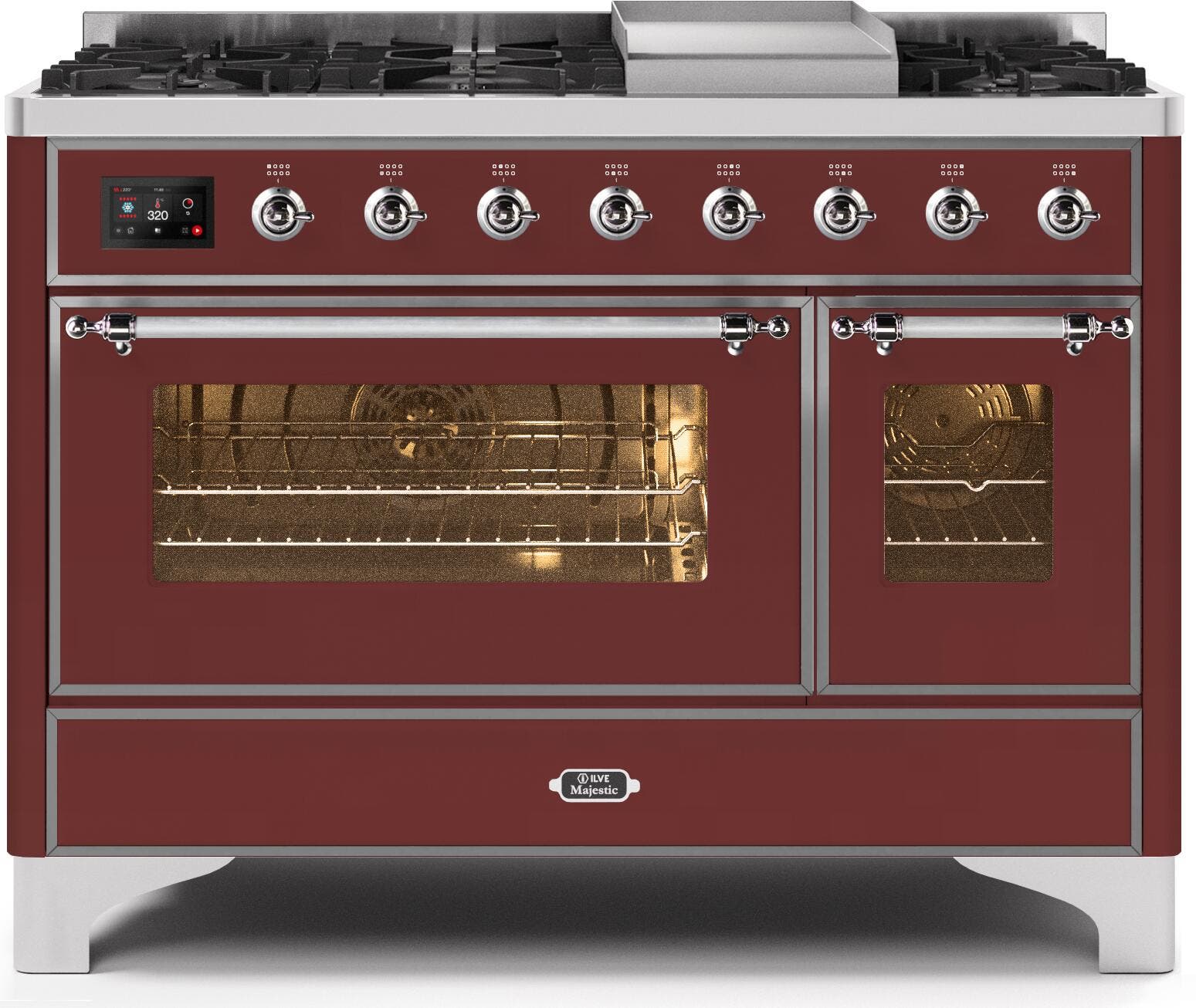 Ilve UM12FDNS3BUCLP Liquid Propane In Burgundy W/ Chrome Trim