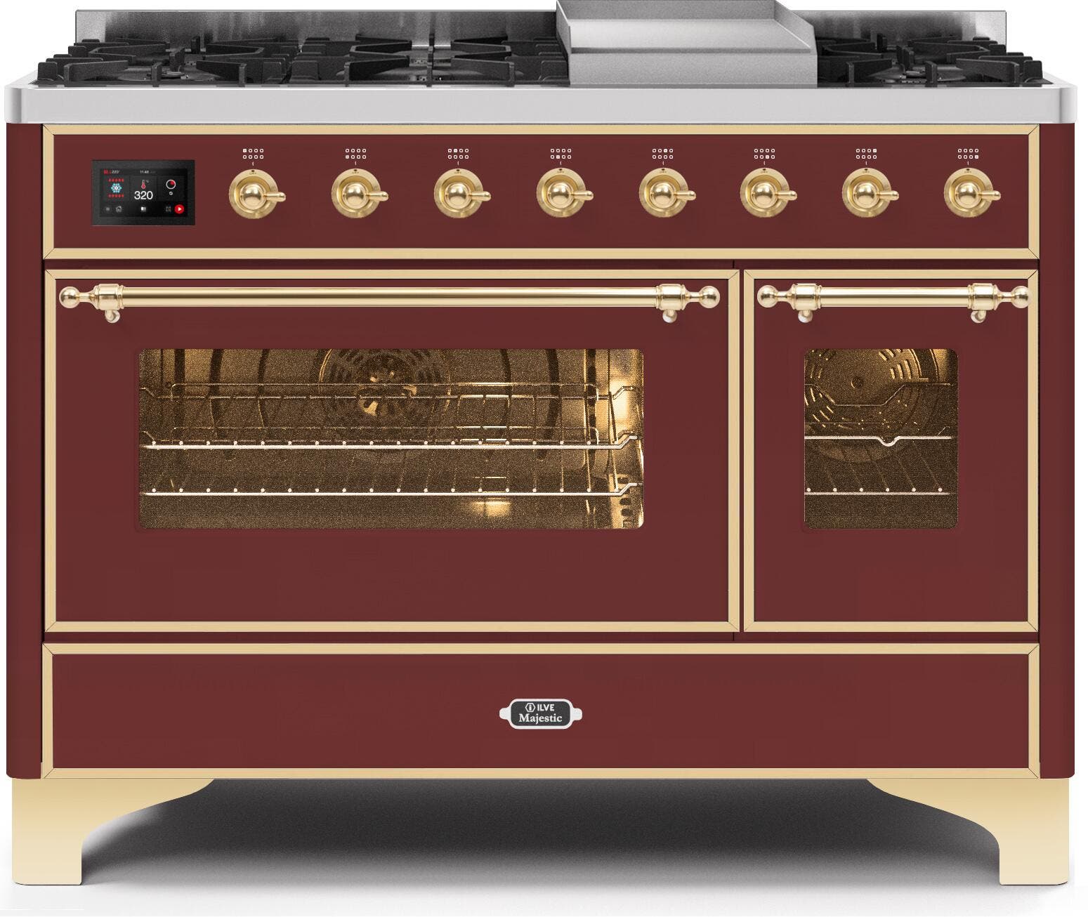 Ilve UM12FDNS3BUGLP Liquid Propane In Burgundy W/ Brass Trim