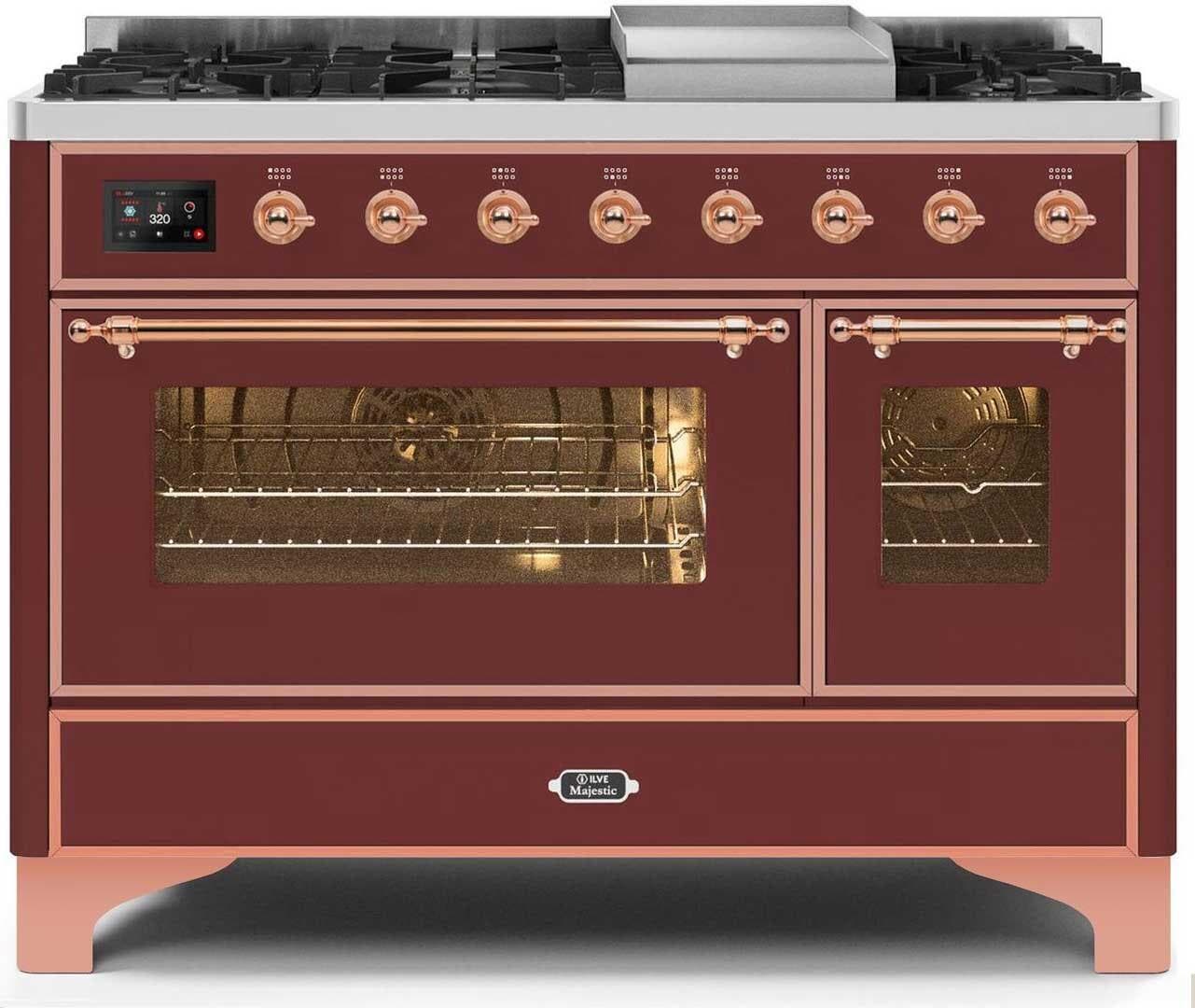 Ilve UM12FDNS3BUPLP Liquid Propane In Burgundy W/ Copper Trim